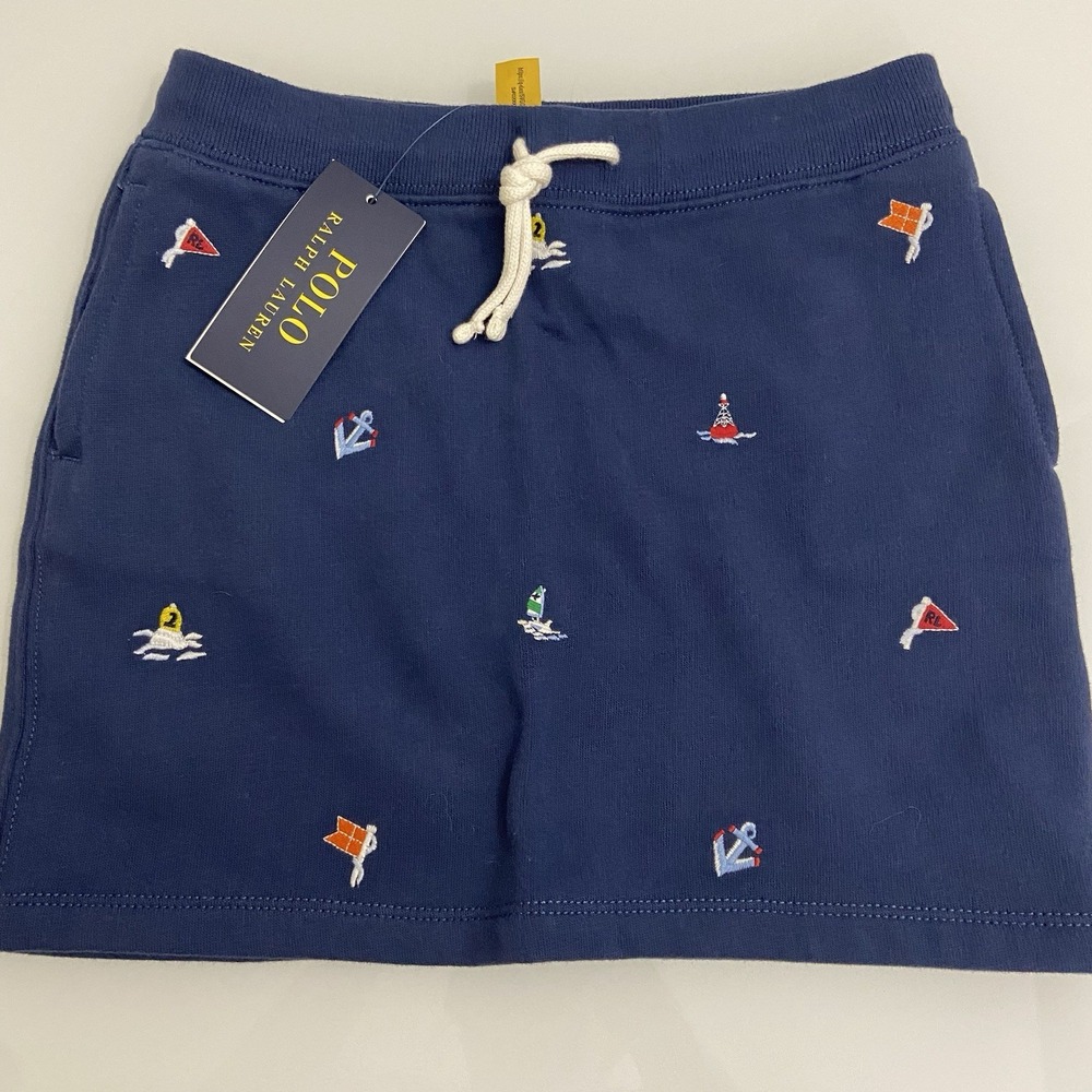 Polo Ralph Lauren Girl's Nautical Fleece Skirt Watch Hill‎ Drawstring Size 6 NEW